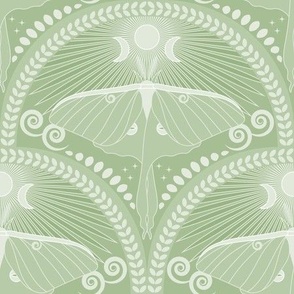 Verdant Luna Moth / Art Deco / Mystical Magical / Grass Green / Medium