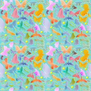 Full butterflies on turquoise