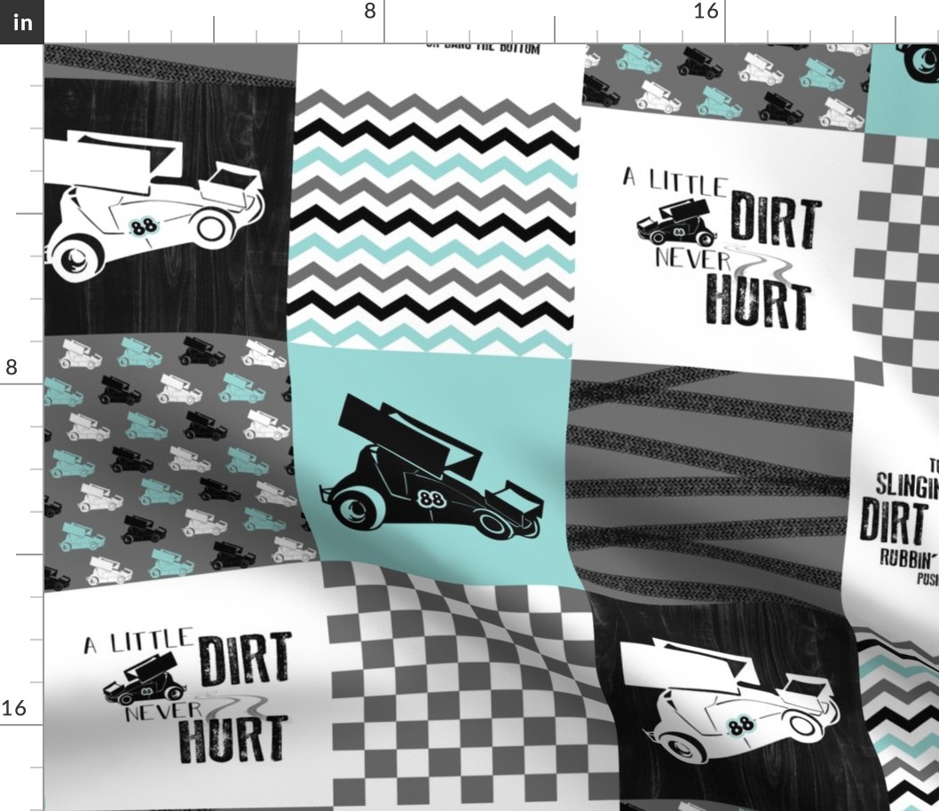 Dirt Track Sprint//Mint//88 - Wholecloth Cheater Quilt