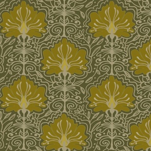 Emilie's Wallpaper - Med. - Art Nouveau Mustard