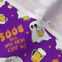 Medium Scale I'm Just Here for the Boos Funny Beer Drinking Halloween Ghosts on Purple