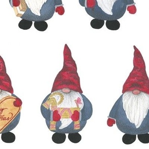 Large Hand Drawn Scandi Christmas Gnomes Tomtens