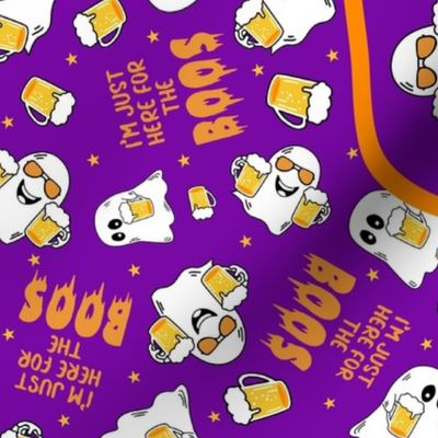Large 27x18 Fat Quarter Panel I'm Just Here For the Boos Funny Beer Drinking Ghosts for Wall Hanging or Tea Towel