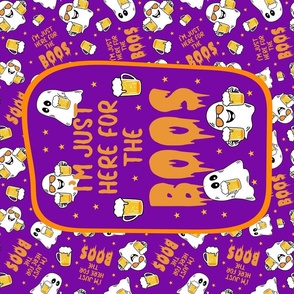Large 27x18 Fat Quarter Panel I'm Just Here For the Boos Funny Beer Drinking Ghosts for Wall Hanging or Tea Towel