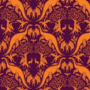 Purple & Orange Cryptozoology / Cryptid Damask