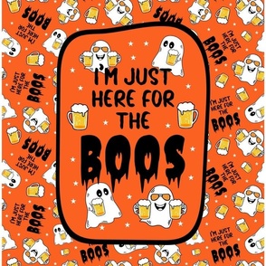 14x18 Panel for DIY Garden Flag Wall Hanging or Hand Towel I'm Just Here For the Boos Funny Beer Drinking Halloween Ghosts Drinking Ghosts