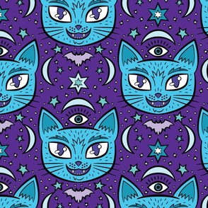 Mystical Cats in Mystic Purple