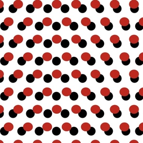 Holiday Polka dots Red Black on White One Inch