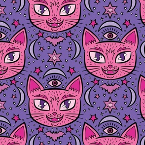 Mystical Cats in Purple