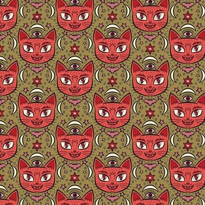 Mystical Cats in Spicy Red  {small}