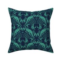 Small-Scale Teal & Blue Cryptid Damask