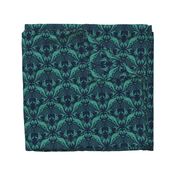 Small-Scale Teal & Blue Cryptid Damask