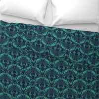 Small-Scale Teal & Blue Cryptid Damask