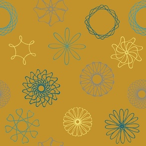 Spirograph on Mustard Yellow