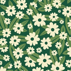 Green Floral Wallpaper Fabric, Wallpaper and Home Decor | Spoonflower