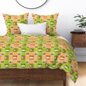 Woodland Check- Fall Checkered Plaid with Forest Animals- Regular Scale