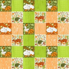 Woodland Check- Fall Checkered Plaid with Forest Animals- Regular Scale