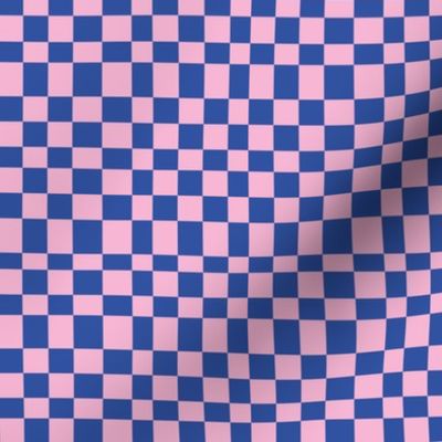 Irregular retro checkerboards plaid design nineties trend minimalist groovy pattern classic blue pink