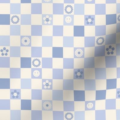 Irregular retro pastel checkerboards plaid design nineties trend minimalist groovy pattern periwinkle blue lilac blush 