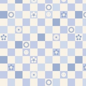 Irregular retro pastel checkerboards plaid design nineties trend minimalist groovy pattern periwinkle blue lilac blush 