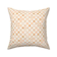 Irregular retro pastel checkerboards plaid design nineties trend minimalist groovy pattern peach orange blush