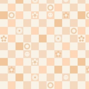 Irregular retro pastel checkerboards plaid design nineties trend minimalist groovy pattern peach orange blush