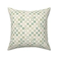 Irregular retro pastel checkerboards plaid design nineties trend minimalist groovy pattern sage green blush