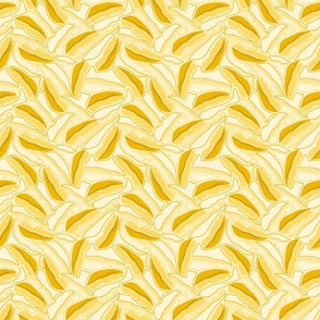 Monochrome Banana Leaves- Mustard Yellow- Tropical Paper cut Puzzle- Small Scale