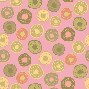 Retro floral pattern - pink and green - medium 