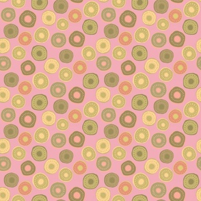 Retro floral pattern - pink and green - small