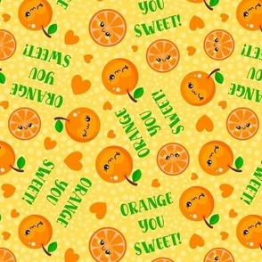 Medium Scale Orange You Sweet! Kawaii Face Fruit Slices and Hearts