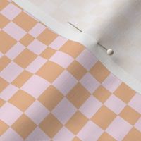 Irregular retro checkerboards plaid design nineties trend minimalist groovy pattern orange peach blush pink