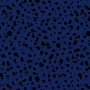 Dalmatian spots in black on navy blue winter abstract minimalist animal print