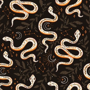 Celestial Snakes - cream & brown