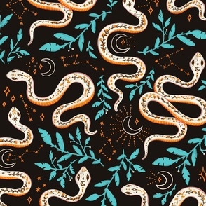 Celestial Snakes - cream & turquoise