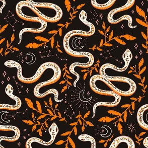Celestial Snakes - cream & orange