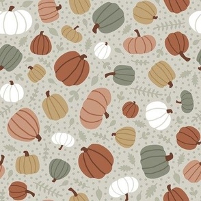 Autumn Pumpkins - Sage, Medium Scale