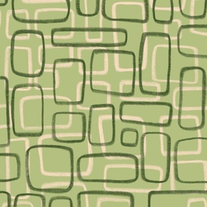 Modern square l|outdoor oasis collection ll green and cream squares on green by Sarah price