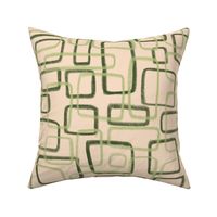 Modern square || green and cream squares on cream ||outdoor oasis collection ll by Sarah Price