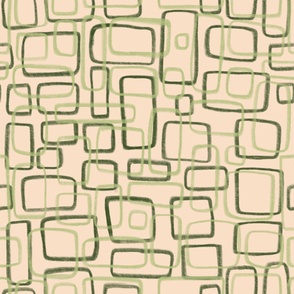 Modern square || green and cream squares on cream ||outdoor oasis collection ll by Sarah Price