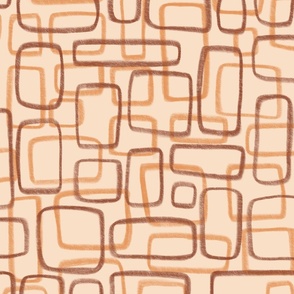 Modern square l|outdoor oasis collection ll red and orange squares on cream by Sarah price