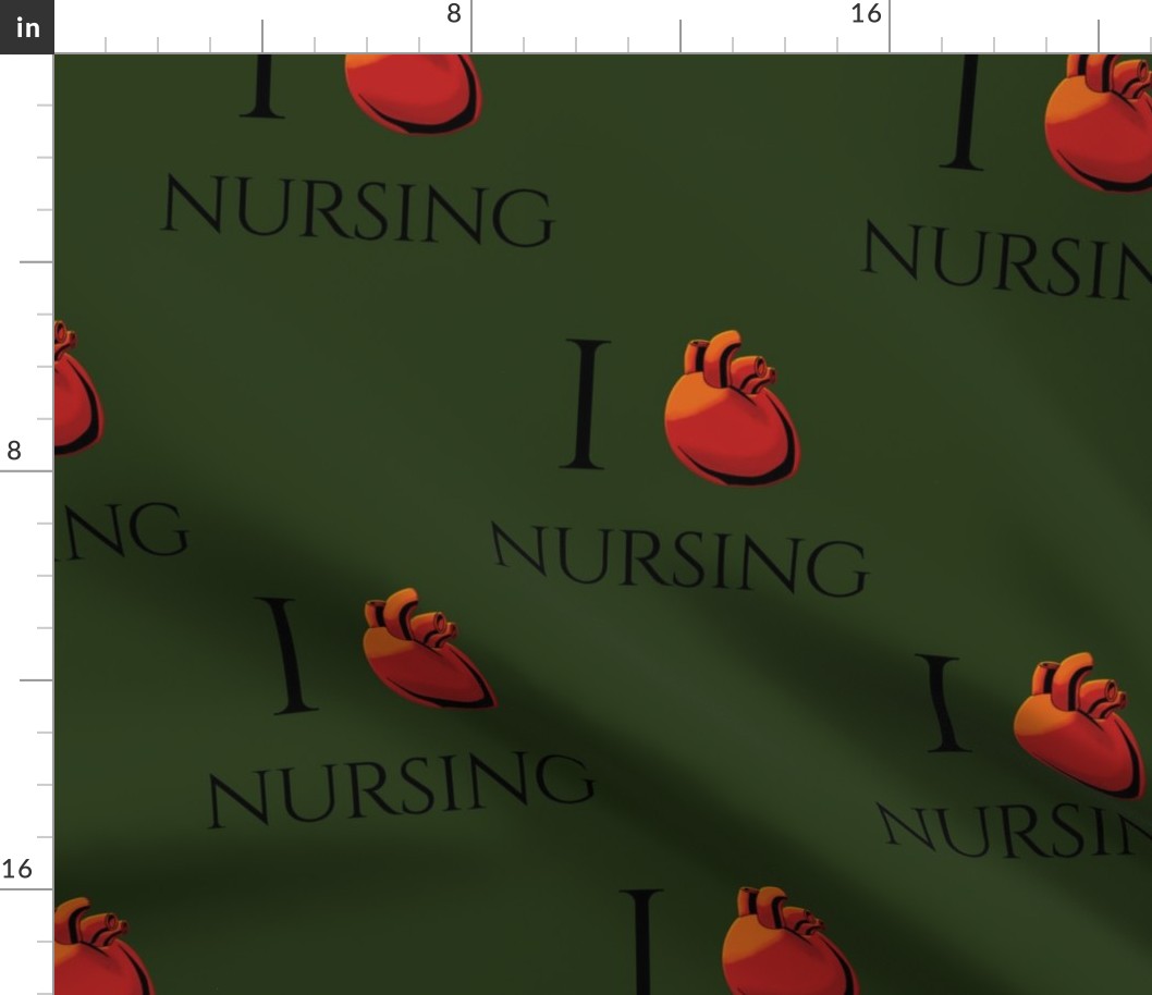 I Love Nursing - Heart Nursing on Green 