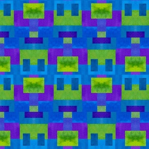 Abstract Painted Lime, Cobalt and Purple Rectangles