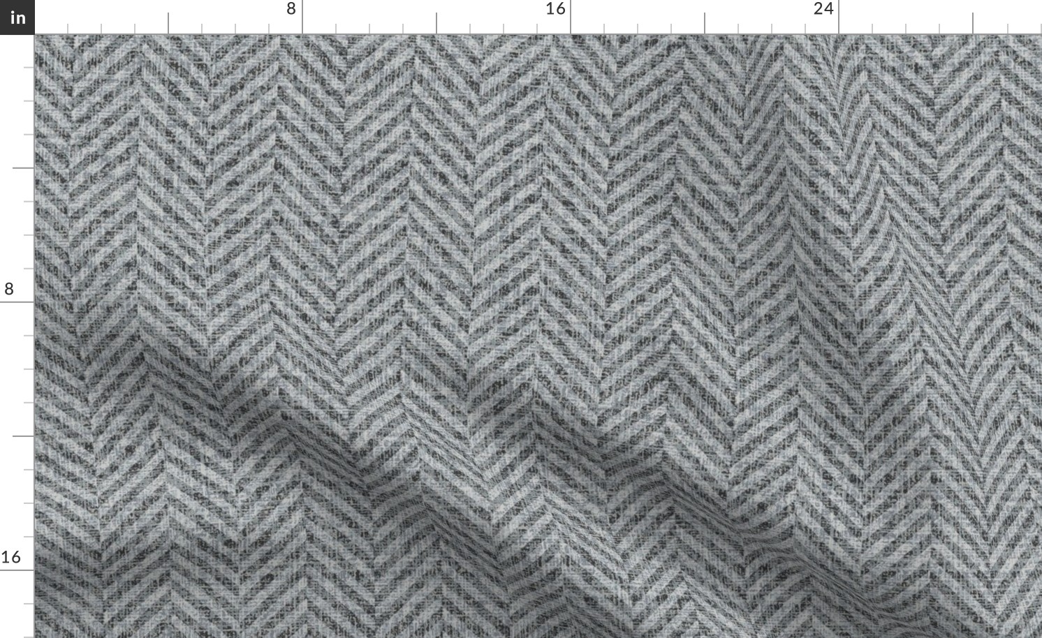 Tweed Herringbone Woollen Cloth Neutral Charcoal Grey