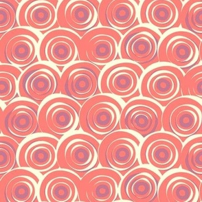 Retro circles. Lilac on an orange background