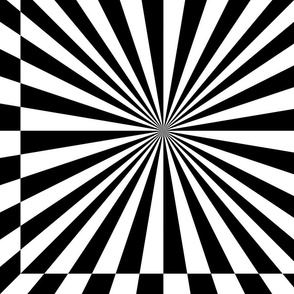 Into the Void OpArt Psychedelic Checkered Tile No. 1 in Black + White