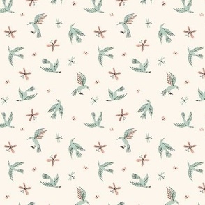 Birds & Butterflies in Cream Small