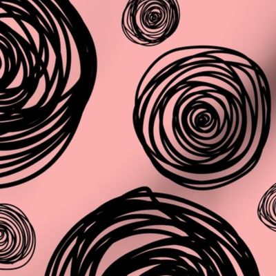 Swirls in Black and Rose