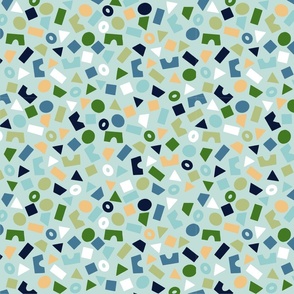 Shapes| Summer Citrus collection | blue green and yellow shapes on blue by Sarah Price 