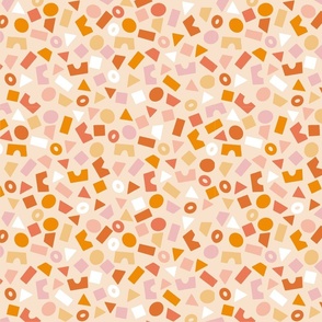 x Shapes| Summer Citrus collection | red orange  and yellow shapes on peach by Sarah Price 